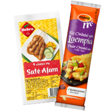 Hebro saté of Mora saté, gehaktballetjes, loempia of snackbroodjes